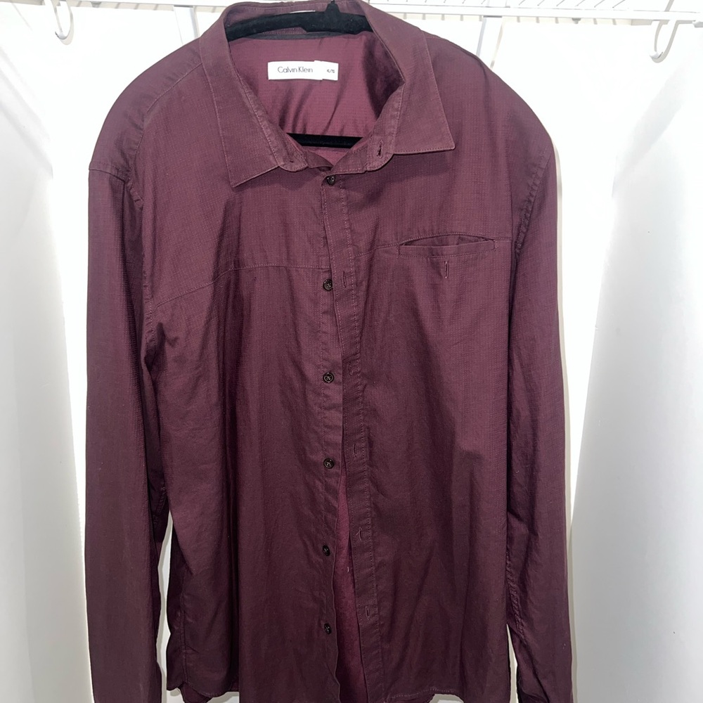Calvin Klein Burgundy Button Up Shirt